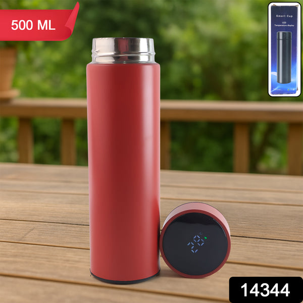Red Vacuum Insulated Water Bottle with LED Temperature Display (1 Pc  500ml)