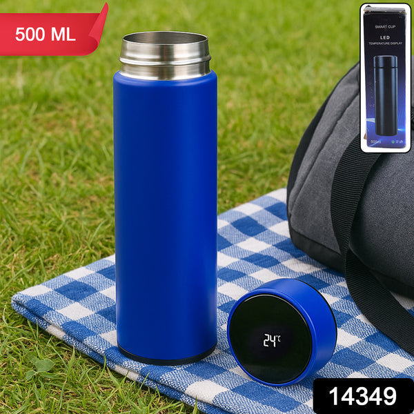Blue Vacuum Insulated Water Bottle  with LED Temperature Display (1 Pc  500ml)