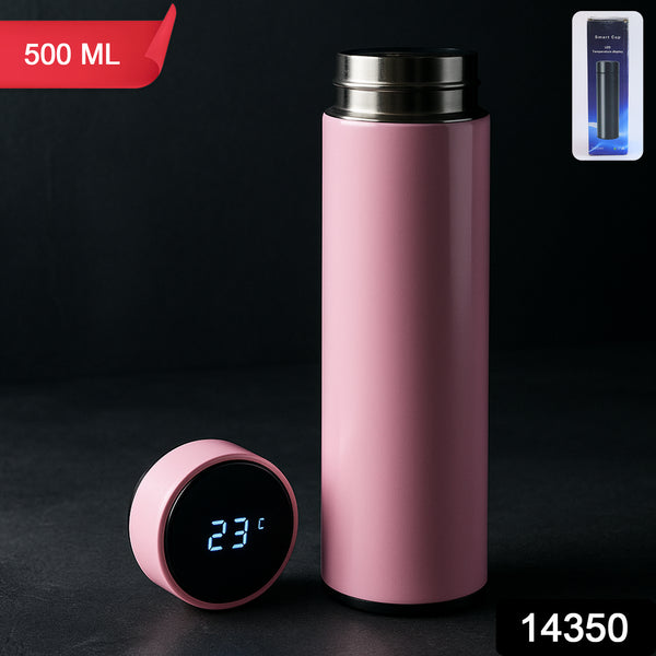 Pink Vacuum Insulated Water Bottle with LED Temperature Display (1 Pc  500ml)
