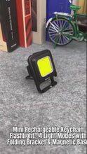 Mini Rechargeable Keychain Flashlight - 4 Light Modes with Folding Bracket & Magnetic Base